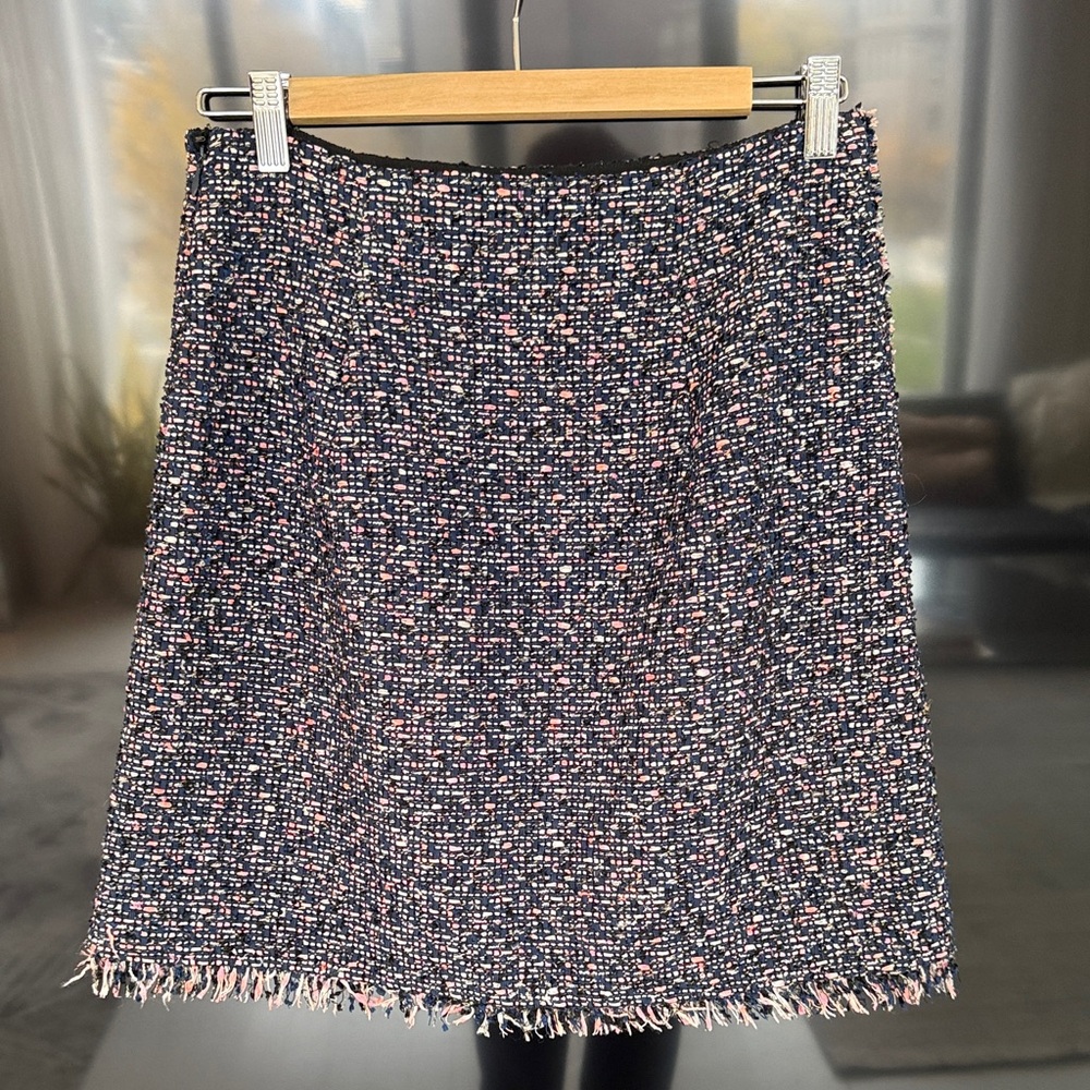 Club Monaco Tweed A-Line Skirt - Black and Pink